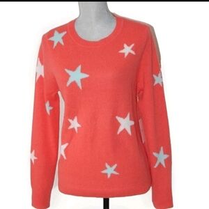 Star Patterned Coral Sweater CYNTHIA ROWLEY Women's 2-Ply Cashmere Sweater